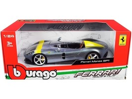 Ferrari Monza SP1 Silver Metallic with Yellow Stripes 1/24 Diecast Model Car by - £33.19 GBP