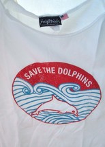 Vtg Tee 90s Save The Dolphins REALITEE Lightweight USA White Top Blouse L - £14.16 GBP