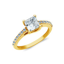 0.40 Ct Princess Cut Diamond Wedding Engagement Ring 14k Yellow Gold Finish 925 - £72.36 GBP