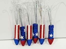 6 Patriotic 4th of July Fireworks Firecrackers Red Blue Crafts Table Scatter 7&quot; - £12.78 GBP