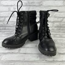 Madden NYC Hazie Boots Women&#39;s Sz 6.5M Black Combat Lace-up Zip Grunge P... - $23.09