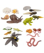 17Pcs Life Cycle Of Frog Snail Earth Dragonfly,Tadpole To Frog Safario - $32.97