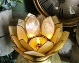 Ebros Seashells Lotus Flower Votive Tea Light Candle Holder 4.25&quot;D (Yell... - $18.99