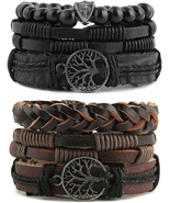 Genuine Leather Tree of Life Bracelet with Tiger Eye and Lava Rock Beads - €13,81 EUR