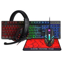 Ace 4in1 PC Four-piece Gaming Combo 104 Keys Keyboard Breathing Light Mouse - £26.50 GBP