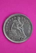 High Grade 1854 P Seated Liberty Half Dime Rare Semi Key date Cilver Coin 38 - £112.61 GBP