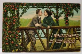 Victorian Couple I WOULD LIKE TO BE YOUR GIRLIE Vintage c1910 Postcard B11 - $6.95