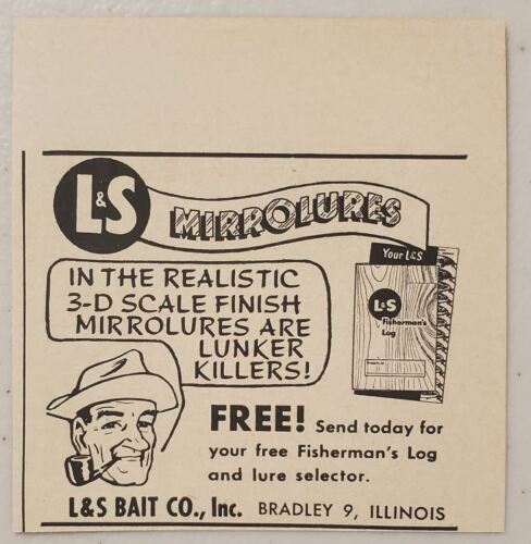 Primary image for 1957 Print Ad L&S Mirrolures Fishing Lures Bait Co. Bradley,Illinois