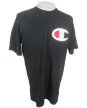 Champion vintage T Shirt black sz L big logo applique 90s Cotton streetwear - $24.74