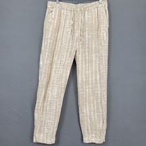 Old Navy Women Pants Size M Tan Stretch Linen Boho Tie Dye Tapered Leg C... - $14.40