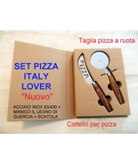 SET TAGLIA PIZZA ITALIA LOVER Inn My Home acciaio inox e legno in quercia NUOVO - $12.00