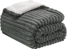 Infiixso Sherpa Throw Blanket For Couch - Super Soft &amp; Warm, Grey, 50X60 Inches - £30.86 GBP