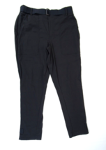 Athleta Trekkie Pant Size 4 Black Belted High Rise Nylon Athleisure Zip Hem - £14.88 GBP