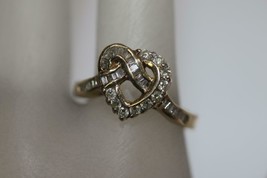 Fine 14K Yellow Gold Heart Knot Design Diamond Accent .70ct t/w Ring Sz 5.25 - £261.58 GBP