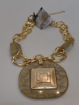 Gardenia BNWT Bold Chunky Reversible Necklace Bold Pendant Goldtone Accents 22&quot; - £35.50 GBP