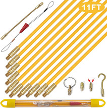 11 Ft Fiberglass Wire Running Kit Wall Cable Wire Fishing Rod Pull Push ... - $36.99