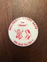 Vintage HILLSBORO OREGON &quot;I&#39;m Happy!&quot; Pin Button Pinback 2&quot; Diam - £3.78 GBP