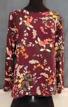 Talbots Womens The Talbots Tee Burgundy Shirt Floral Sz XLP Holiday Holly Casual - £18.08 GBP