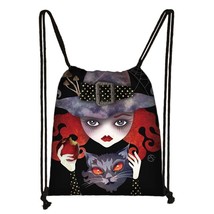 Hail satan backpack black cat witchcraf baphomet women storage bags for travel boy girl thumb200