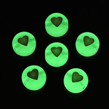 10 Glow In The Dark Heart Beads Round Coin Celestial Jewelry Making 7mm ... - £2.72 GBP