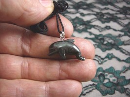 (an-dol-9) DOLPHIN porpoise BLACK Hematite carving Pendant NECKLACE gems... - £6.05 GBP