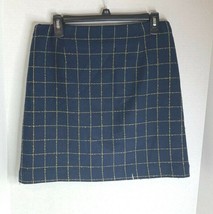 LOFT Womens Sz 4 Skirt Lined Navy Window Pane Knee Length Career  - £10.11 GBP
