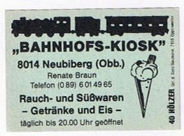 Matchbox Label Germany Bahnhofs-Kiosk Railway Station Kiosk Neubiberg - £0.76 GBP