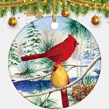 2023 Cardinals Ornament Xmas Round Ceramics Ornaments for Christmas Tree... - $20.95