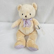 Carter&#39;s Bunches of Love Sweet Baby Cream Beige Purple Plush Teddy Bear NEW - £39.34 GBP