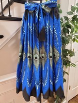 Advance Apparel Women Blue Pleated Comfort Elastic Waist Long A Line Skirt Small - £20.87 GBP