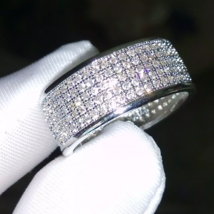 1.1CT Lab Created VVS1/D Diamond Full Eternity Wedding Band 14K White Gold Over - £84.51 GBP