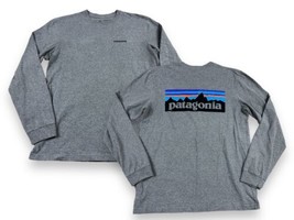 Patagonia Mens Long Sleeve P-6 Logo Responsibili Tee Shirt Heather Gray Sz S - £18.99 GBP