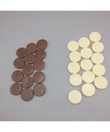 Backgammon Vintage Replacement Pieces 14 Brown 15 Cream 29 Total 1 1/8&quot; ... - $15.24 CAD