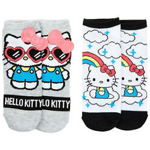 Hello Kitty Rainbows and Shades Women&#39;s No Show Socks 2-Pack Multi-Color - £10.21 GBP