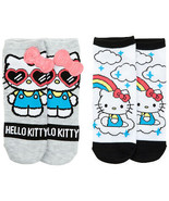 Hello Kitty Rainbows and Shades Women&#39;s No Show Socks 2-Pack Multi-Color - £10.21 GBP