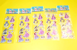 LOT 5x STICKERS SHEETS DISNEY PRINCESS SNOW WHITE CINDERELLA BELLE ARIEL... - $6.79