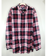 Lands End Shirt Men 3XLT Tall Red Black Button Flannel Long Sleeve - €27,28 EUR