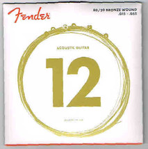 Fender 12- 80/20 Bronze Wound .012-.052 - 6 Acoustic Guitar Strings - £5.99 GBP