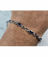 Womens Vintage Estate Sterling Silver Sapphire Modernist Bracelet 8.7g E... - $82.81 CAD