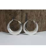 Chubby Hoop Earrings 925 Sterling Silver, Handmade English Lock Earrings... - $57.00