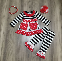 NEW Boutique Valentine&#39;s Day Girls Heart Dinosaur Outfit Set - £8.80 GBP