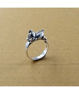 Indian Designer Rabbit  Style 925 Sterling Silver Oxidized Unisex Ring - $56.54