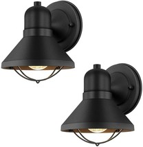 Rustic Outdoor Wall Light Fixtoure Sconce Vintage Black Porch Exterior Set Of 2 - £32.02 GBP