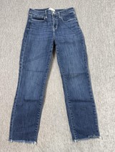 L&#39;AGENCE Jeans Womens 24 Blue Raw Hem Stretch Denim High Rise Slim Made USA - $49.49