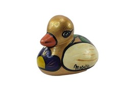 Mexican Folk Art Pottery DUCK Bird Mazatlan Multicolored Signed - $13.84