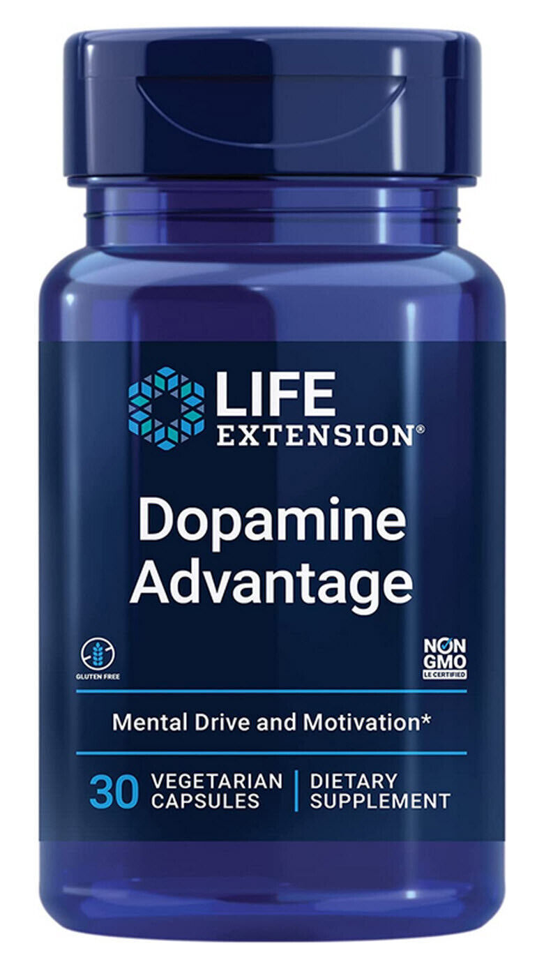 DOPAMINE ADVANTAGE MENTAL DRIVE MOTIVATION SUPPORT 60 Veg Caps LIFE EXTENSION - $29.49