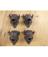 4 WALL MOUNT BUFFALO KEY HOOKS WALL HOME DECOR CABIN CAST IRON BISON COU... - $36.66 CAD
