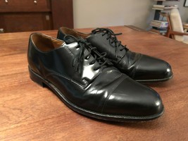 COLE HAAN Mens Size 10 Black Leather Lace Up Cap Toe Oxfords - $47.50