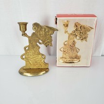 7&quot; Vintage Brass Angel Candlestick Candle Holder Xmas Holiday - £23.73 GBP