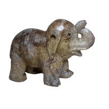 Vintage Hand-Carved Stone Elephant Figurine Trunk Up China - $370.83 MXN